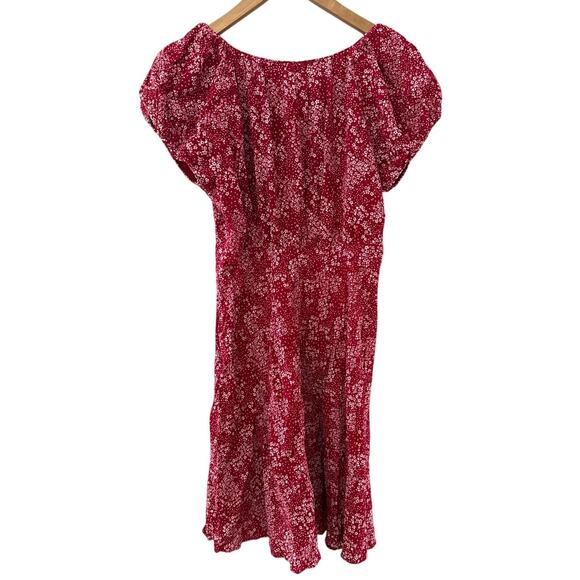 Madewell Ruched‎ Scoopneck Puff Sleeve Mini Dress in Floral Red Size 4 - Picture 8 of 13